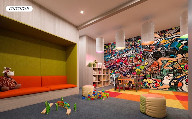 91 Leonard St Unit 7H, New York City, NY 10013 - recreation room with carpet flooring