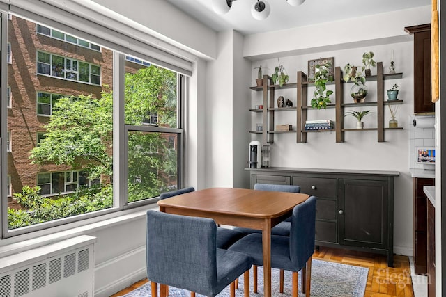 130 Saint Edwards St Unit 2C, New York City, NY 11201 - dining area featuring radiator heating unit