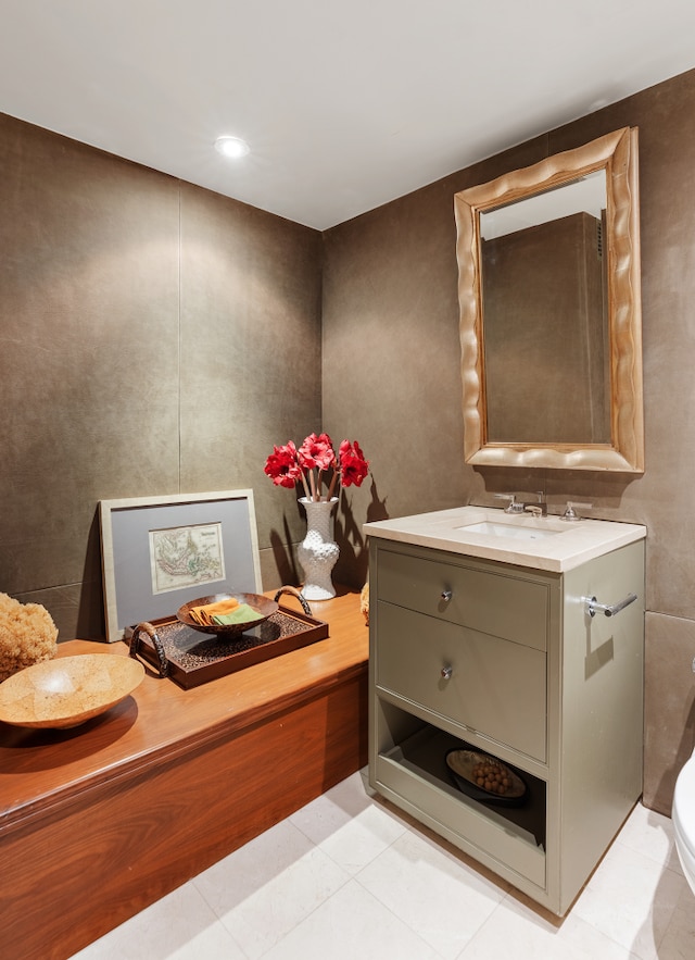 200 E 66th St Unit E307, New York City, NY 10065 - half bath featuring vanity and tile patterned floors