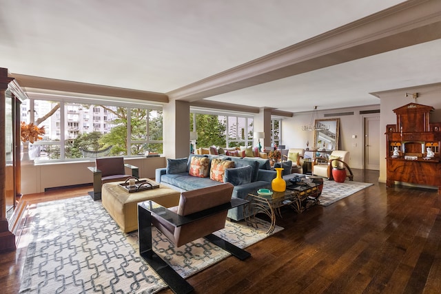 200 E 66th St Unit E307, New York City, NY 10065 - living room featuring hardwood / wood-style flooring, ornamental molding, and baseboards