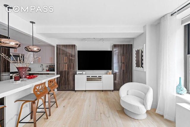 201 W 74th St Unit 8G, New York City, NY 10023 - living area featuring light wood finished floors