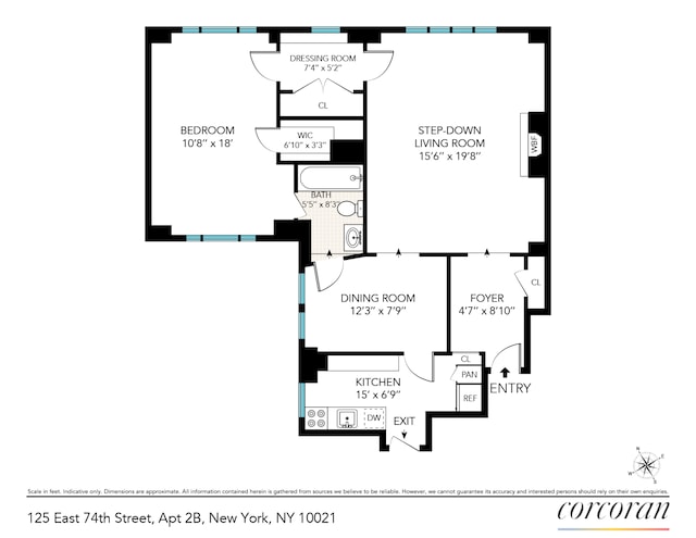 125 E 74th St Unit 2B, New York City, NY 10021 - floor plan / room layout