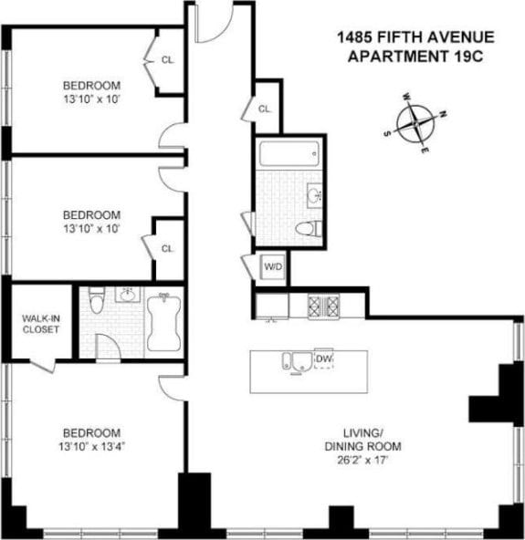 1485 5th Ave Unit 19C, New York City, NY 10035 - floor plan / room layout