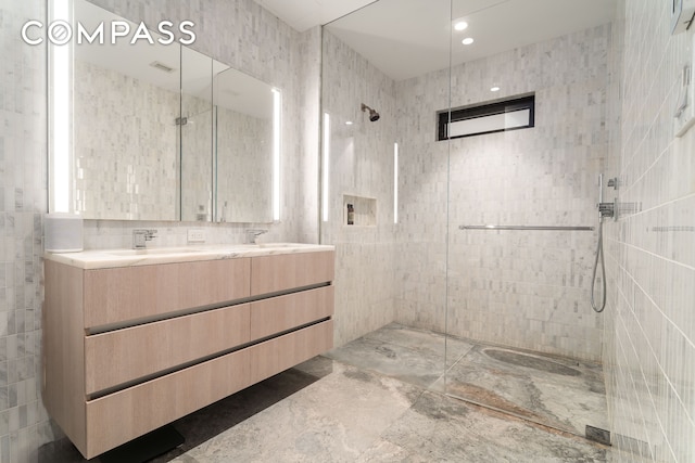 856 Washington Ave Unit 5A, New York City, NY 11238 - bathroom featuring a stall shower and double vanity