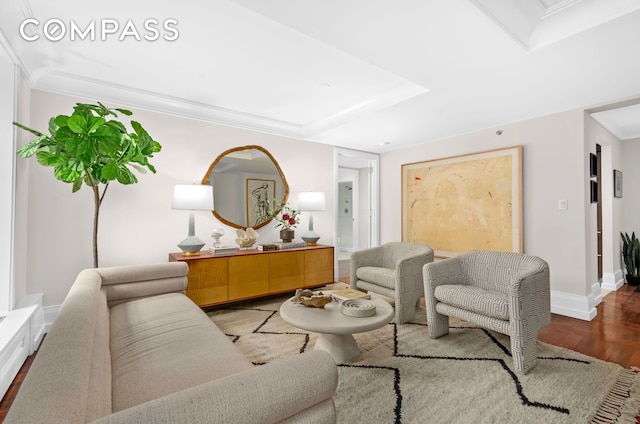 140 E 63rd St Unit 9B, New York City, NY 10065 - living area with wood finished floors, baseboards, and crown molding