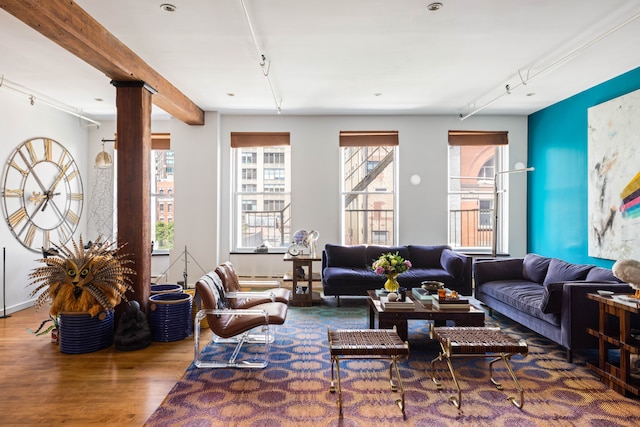 351 W Broadway Unit 4, New York City, NY 10013 - living room featuring wood finished floors and beam ceiling