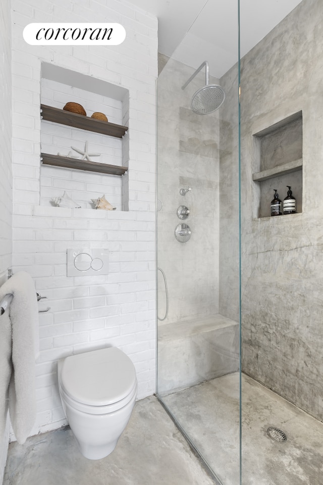 138 Broadway Unit 5G, New York City, NY 11211 - full bathroom with concrete floors and walk in shower