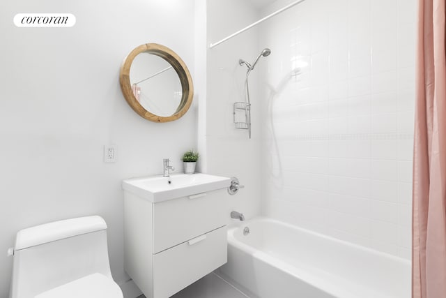 138 Broadway Unit 5G, New York City, NY 11211 - full bathroom featuring shower / bath combo with shower curtain and vanity