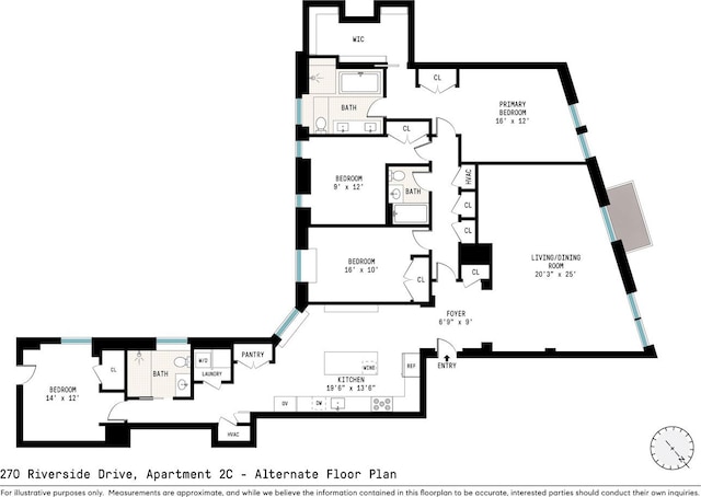 270 Riverside Dr Unit 2C, New York City, NY 10025 - floor plan / room layout