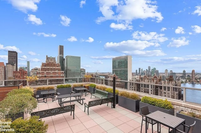 300 E 40th St Unit 20S, New York City, NY 10016 - view of patio featuring a skyline view and a water view