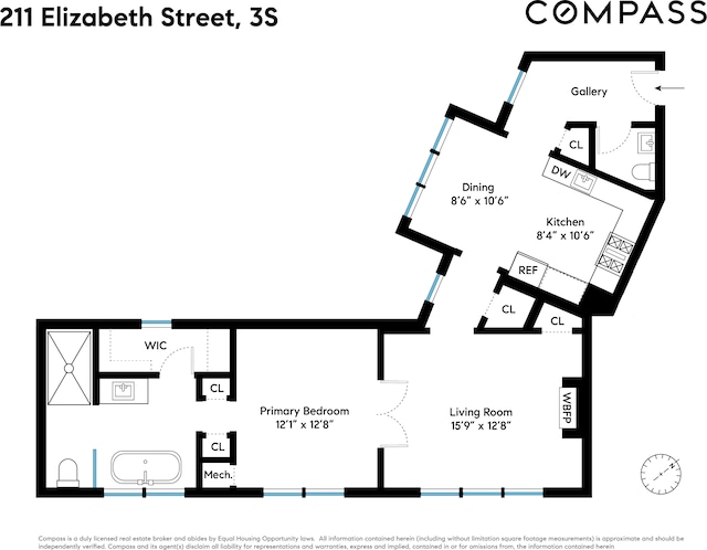 211 Elizabeth St Unit 3S, New York City, NY 10012 - home floor plan