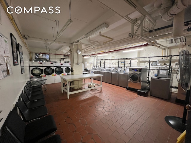 250 W 94th St Unit 8J, New York City, NY 10025 - miscellaneous room featuring separate washer and dryer and tile patterned flooring