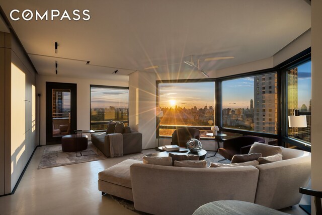 301 W 57th St Unit 36C, New York City, NY 10019 - living room with concrete floors