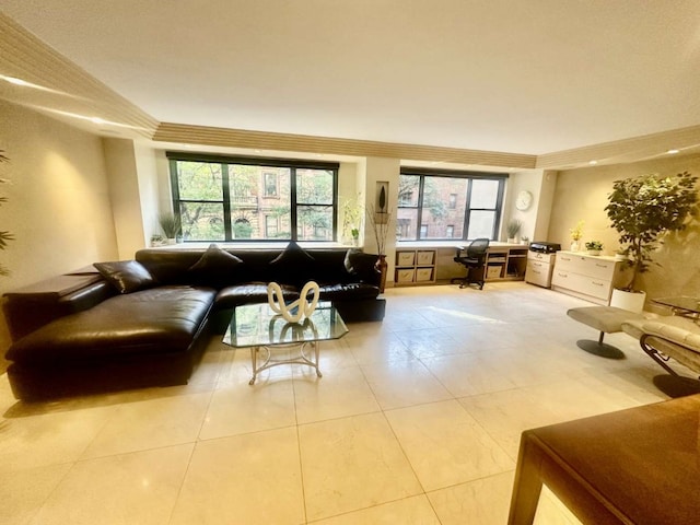 35 E 38th St Unit 3C, New York City, NY 10016 - living room with light tile patterned floors