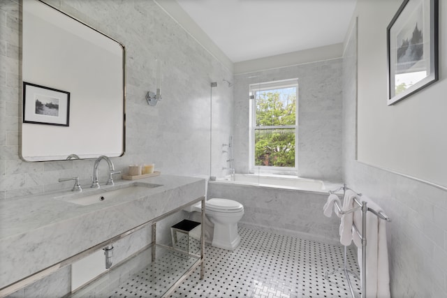 146 St Johns Place, New York City, NY 11217 - bathroom with tile walls, toilet, and vanity