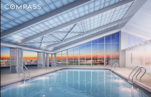 322 W 57th St Unit 33U, New York City, NY 10019 - indoor pool featuring a patio area