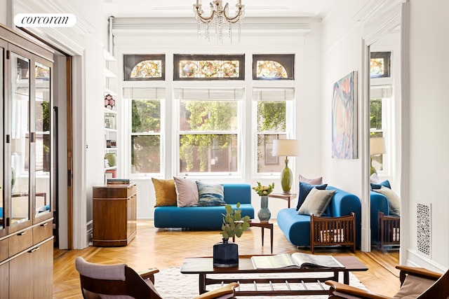151 Herkimer St, New York City, NY 11216 - sunroom with a chandelier