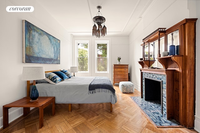 151 Herkimer St, New York City, NY 11216 - bedroom featuring a fireplace with flush hearth