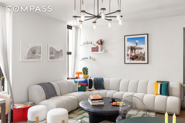 76 Schermerhorn St Unit 4C, New York City, NY 11201 - living room featuring a chandelier