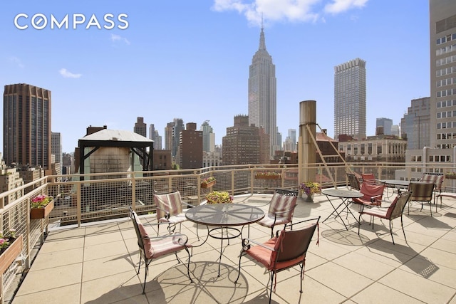 80 Park Ave Unit 12F, New York City, NY 10016 - view of patio / terrace featuring a skyline view and a gazebo