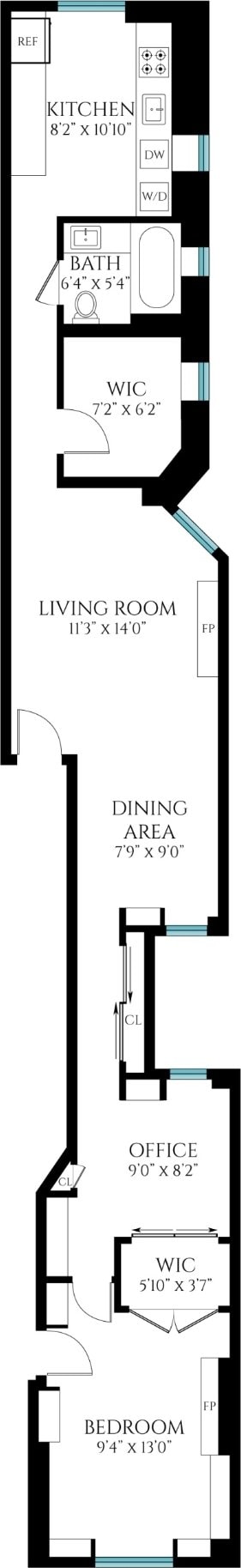 350 W 48th St Unit 1W, New York City, NY 10036 - room layout