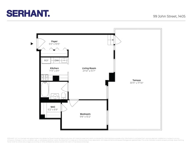 99 John St Unit 1405, New York City, NY 10038 - floor plan / room layout