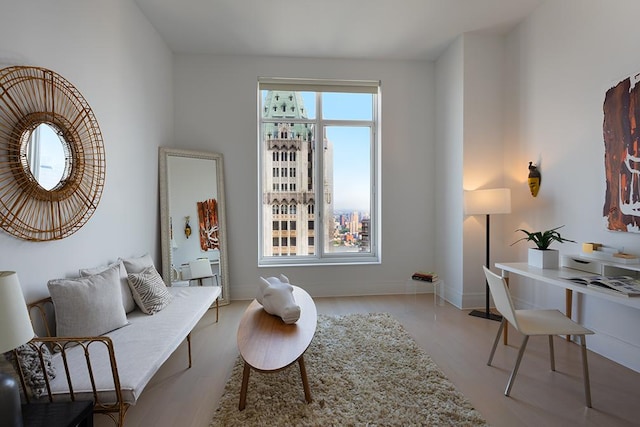 30 Park Pl Unit 64B, New York City, NY 10007 - living area featuring wood finished floors and baseboards