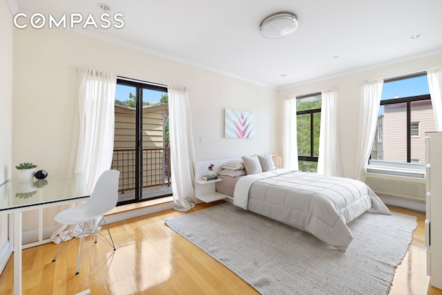 3001 Fort Hamilton Pkwy Unit 3B, New York City, NY 11218 - bedroom with crown molding, access to exterior, and wood finished floors