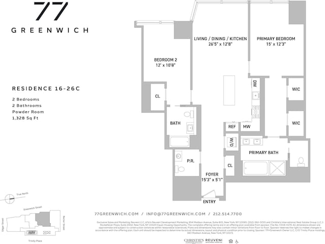 77 Greenwich St Unit 26-C, New York City, NY 10006 - view of room layout