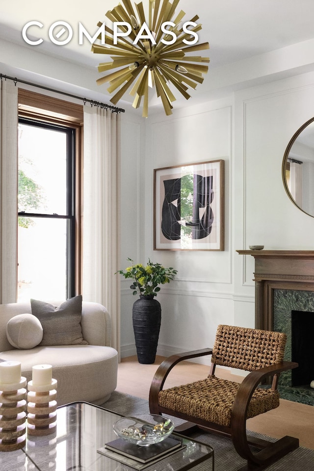53 W 85th St, New York City, NY 10024 - living area with a decorative wall and a high end fireplace