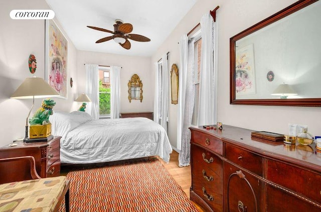 704 Humboldt St, New York City, NY 11222 - bedroom featuring light wood finished floors and ceiling fan