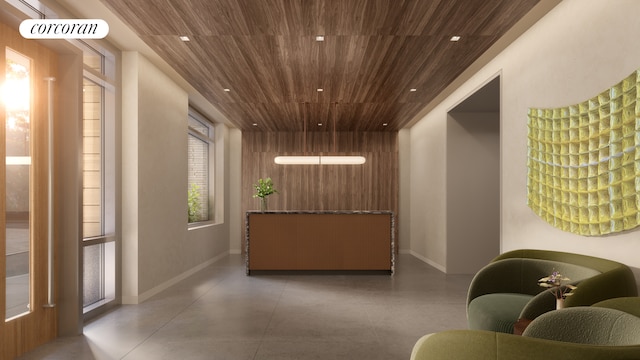 428 W 19th St Unit 2C, New York City, NY 10011 - reception area with wood ceiling and recessed lighting