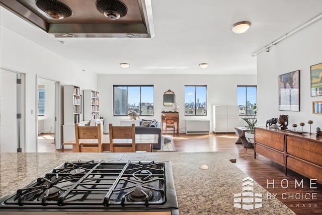 1610 Dekalb Ave Unit 5A, New York City, NY 11237 - kitchen with wood finished floors, gas stovetop, and open floor plan