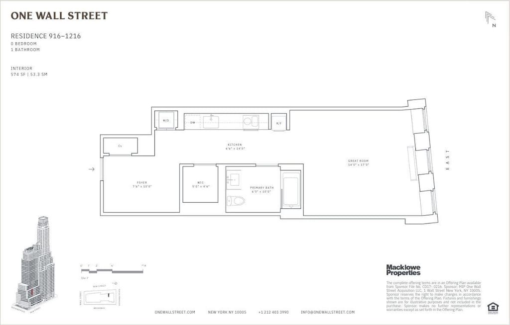 1 Wall St Unit 1116, New York City, NY 10005 - floor plan / room layout