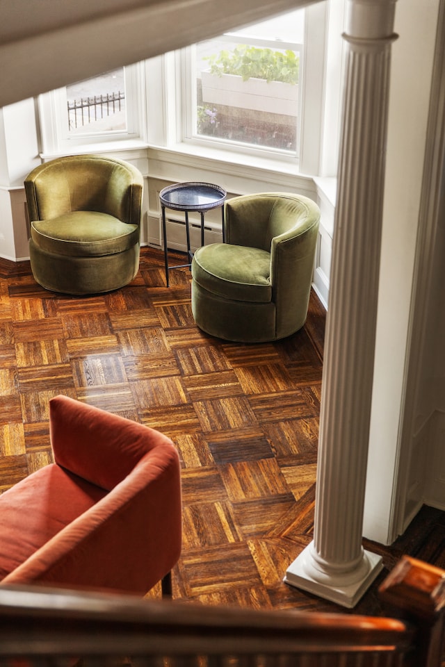 216 E 21st St, New York City, NY 11226 - living area featuring decorative columns