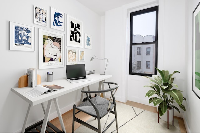 45 Cornelia St, New York City, NY 11221 - office area with light wood finished floors and baseboards