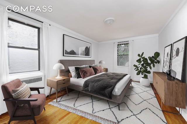 221 E 18th St Unit 5F, New York City, NY 11226 - bedroom with ornamental molding, multiple windows, and wood finished floors