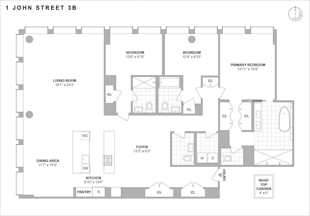 1 John St Unit 3B, New York City, NY 11201 - view of home floor plan