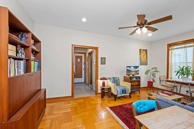 7609 4th Ave Unit D9, New York City, NY 11209 - living area featuring a ceiling fan and recessed lighting