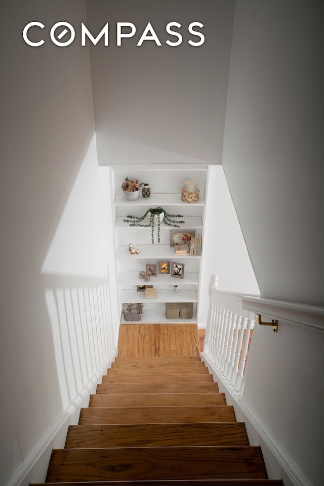 609 Columbus Ave Unit 14E, New York City, NY 10024 - stairs featuring wood finished floors