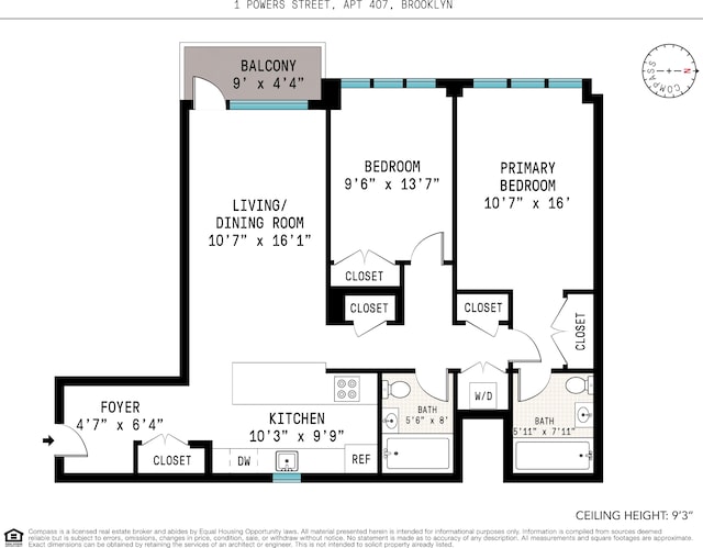 1 Powers St Unit 407, New York City, NY 11211 - property floor plan