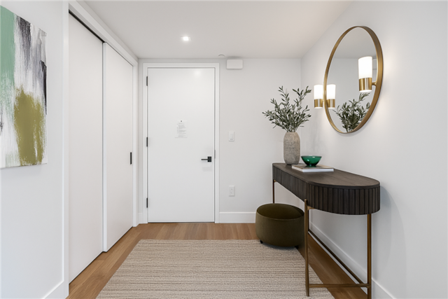 11 Hancock Pl Unit 304, New York City, NY 10027 - foyer entrance featuring light wood-style flooring, baseboards, and recessed lighting