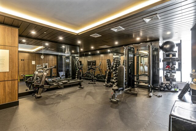 11 Hancock Pl Unit 304, New York City, NY 10027 - exercise room featuring wooden walls