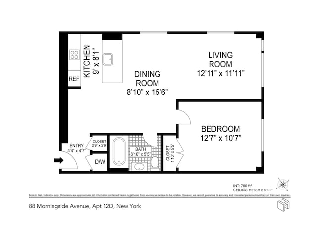 88 Morningside Ave Unit 12D, New York City, NY 10027 - room layout