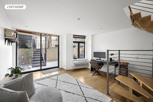 715 Prospect Pl Unit 1B, New York City, NY 11216 - office area featuring wood finished floors and baseboards