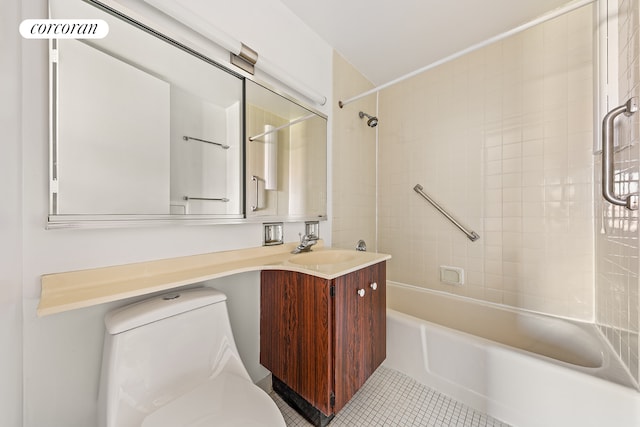 531 Main St Unit 1107, New York City, NY 10044 - full bathroom featuring  shower combination, vanity, tile patterned flooring, and toilet
