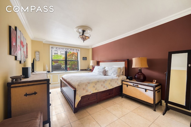 301 E 62nd St Unit 2K, New York City, NY 10065 - bedroom featuring crown molding and light tile patterned floors