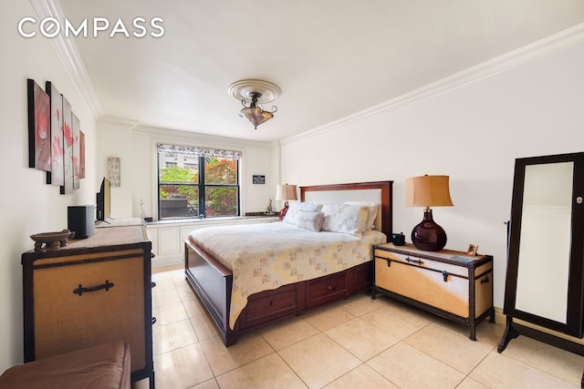 301 E 62nd St Unit 2K, New York City, NY 10065 - bedroom featuring crown molding and light tile patterned floors