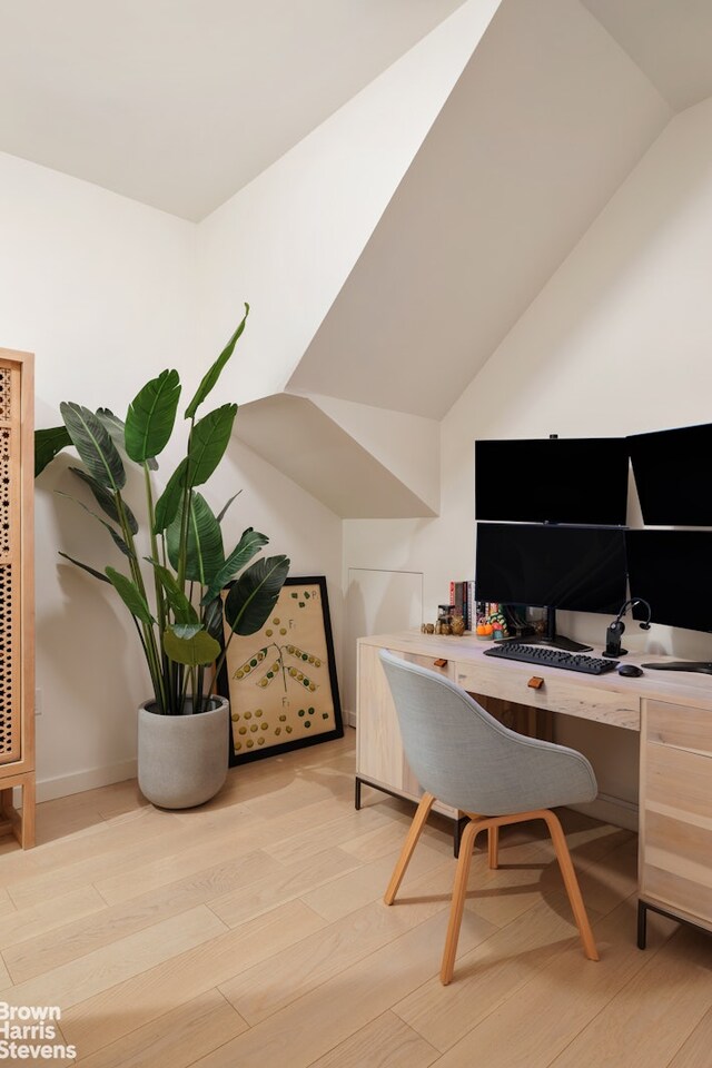 207 N 5th St Ph, Ph, New York City, NY 11211 - office area with light wood-style floors and vaulted ceiling