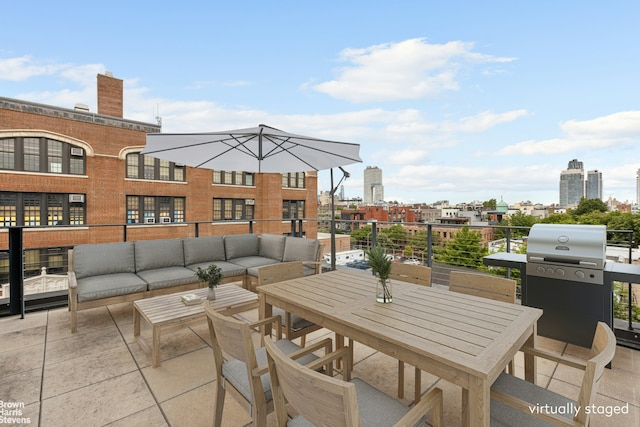 207 N 5th St Ph, Ph, New York City, NY 11211 - patio / terrace featuring a grill, an outdoor hangout area, and a city view